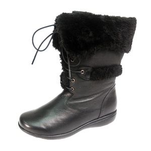 👢 Peerage Carly Women Wide Width Leather Lace and Zip Mid-Calf Boots 👢